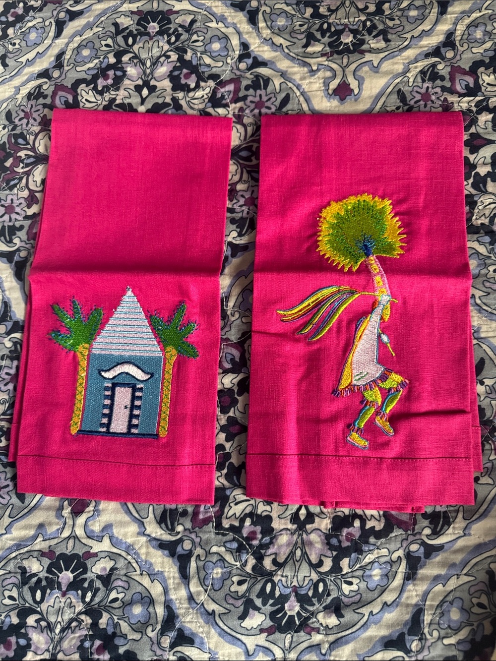 Bermudian Artist Barbara Finsness - The Island Shop Embroidered Guest Towels